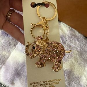 Gold and Pink Elephant Keychain/Bag Charm
